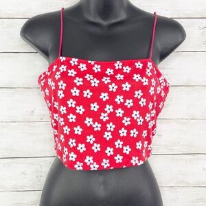3 for $10 🛍️ Love J Crop Top Strappy Tank in Patriotic Poppy Floral Pattern